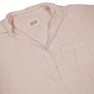 GRAYSON Womens 5/XL Pale Pink 100% Linen The Artist Short Sleeve Button Up Shirt